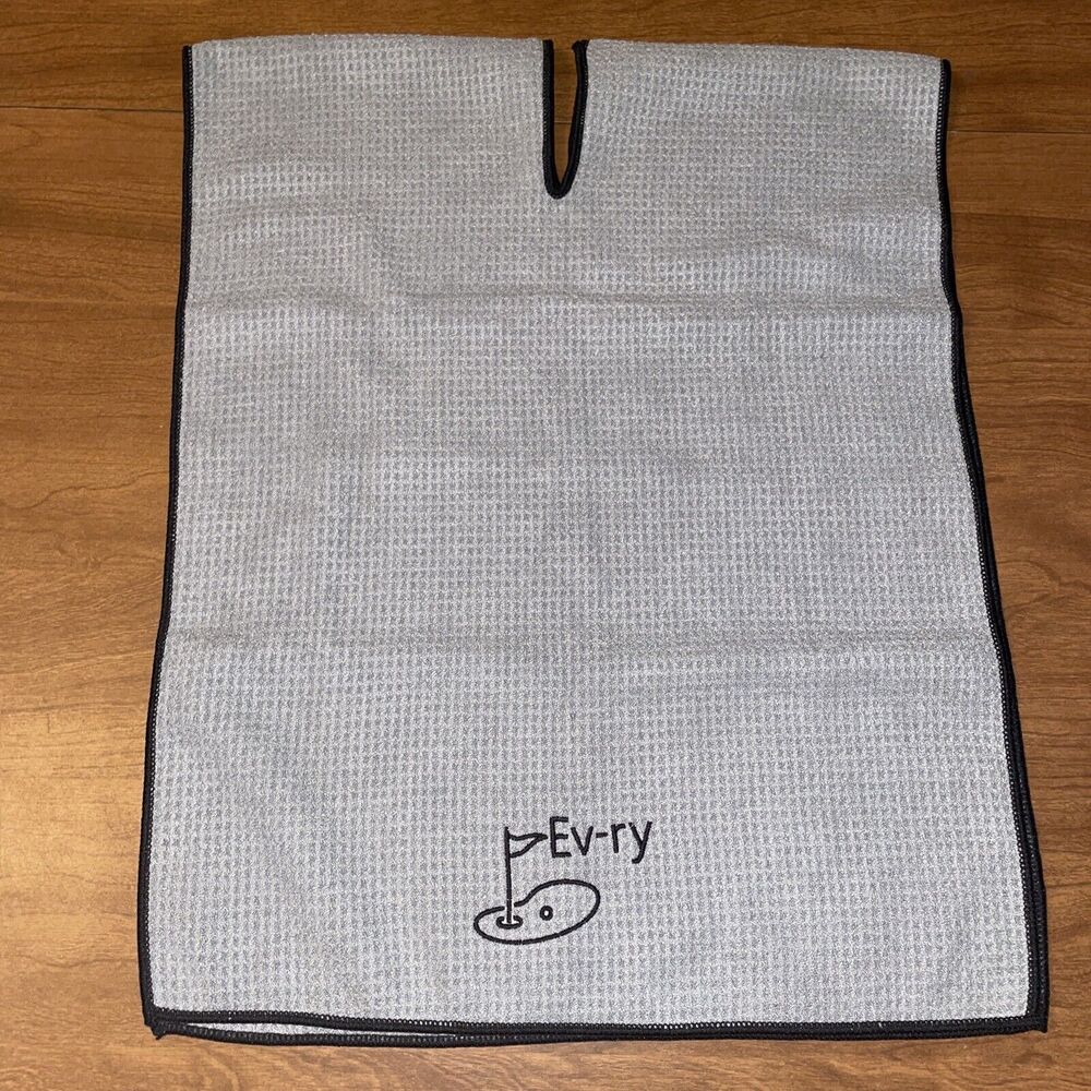 Clothlete Split Golf Bag Towel Ev-ry Logo 15 X 40 Inches Gray Waffle Weave